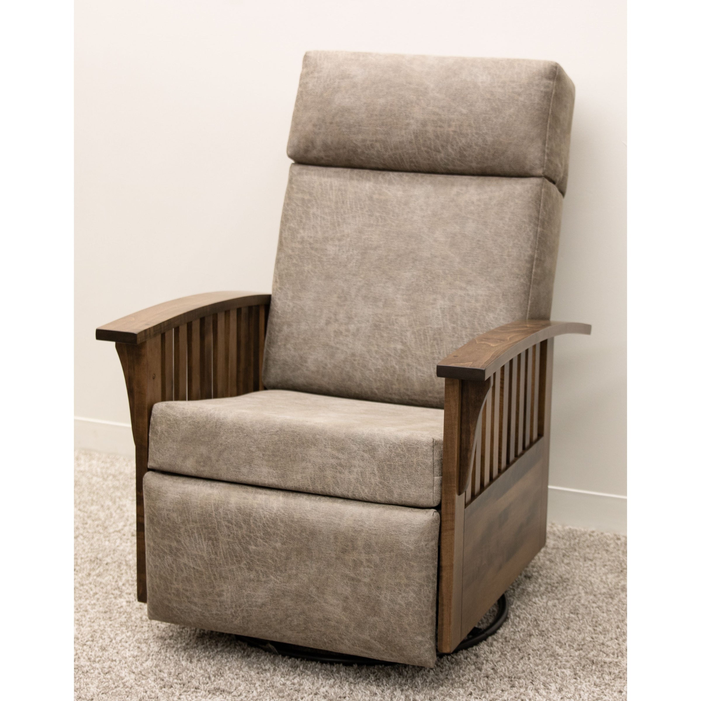 Amish Mission Swivel Glider Recliner with Wood Arms | 22-61