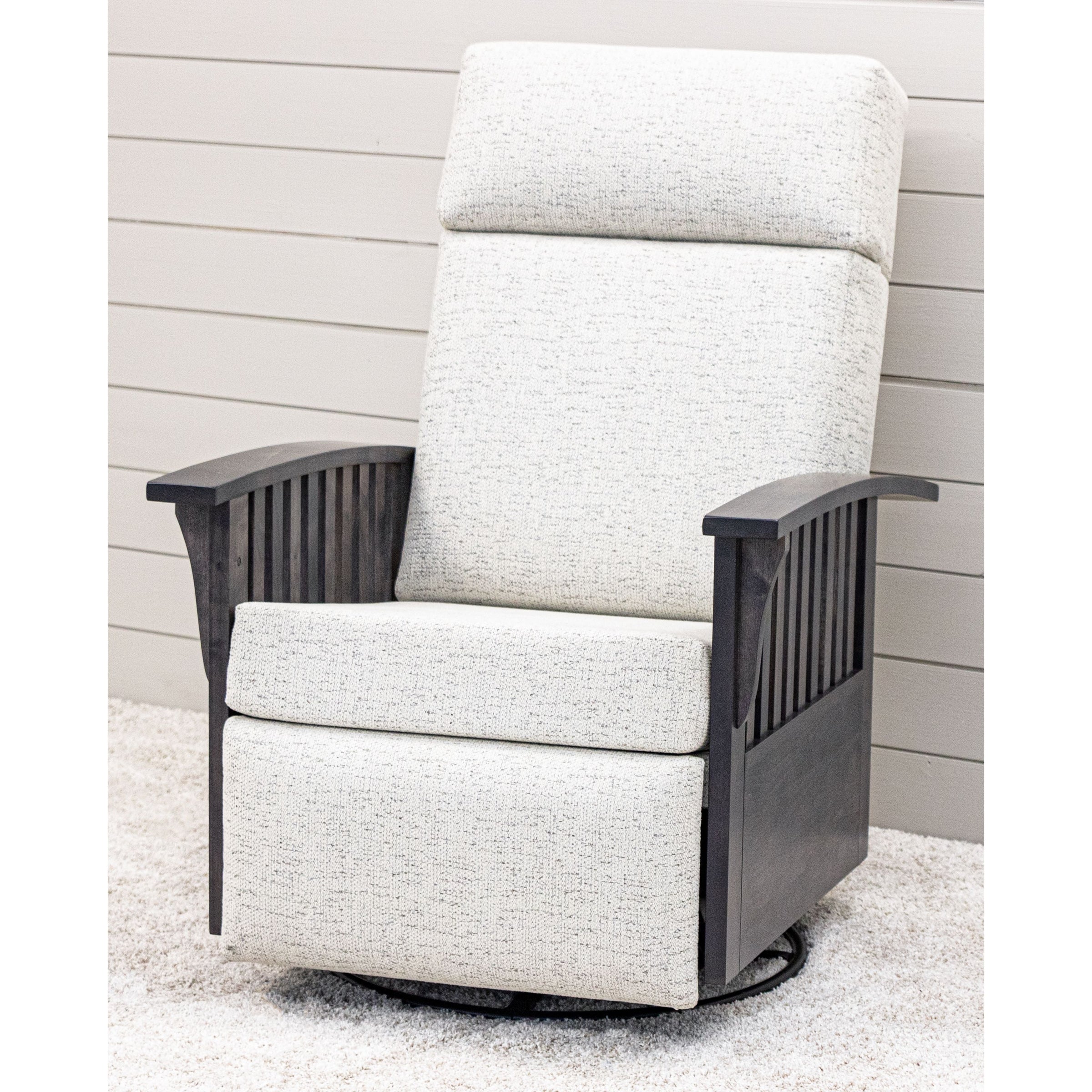 Amish Mission White Swivel Glider Recliner with Wood Arms | 22-63