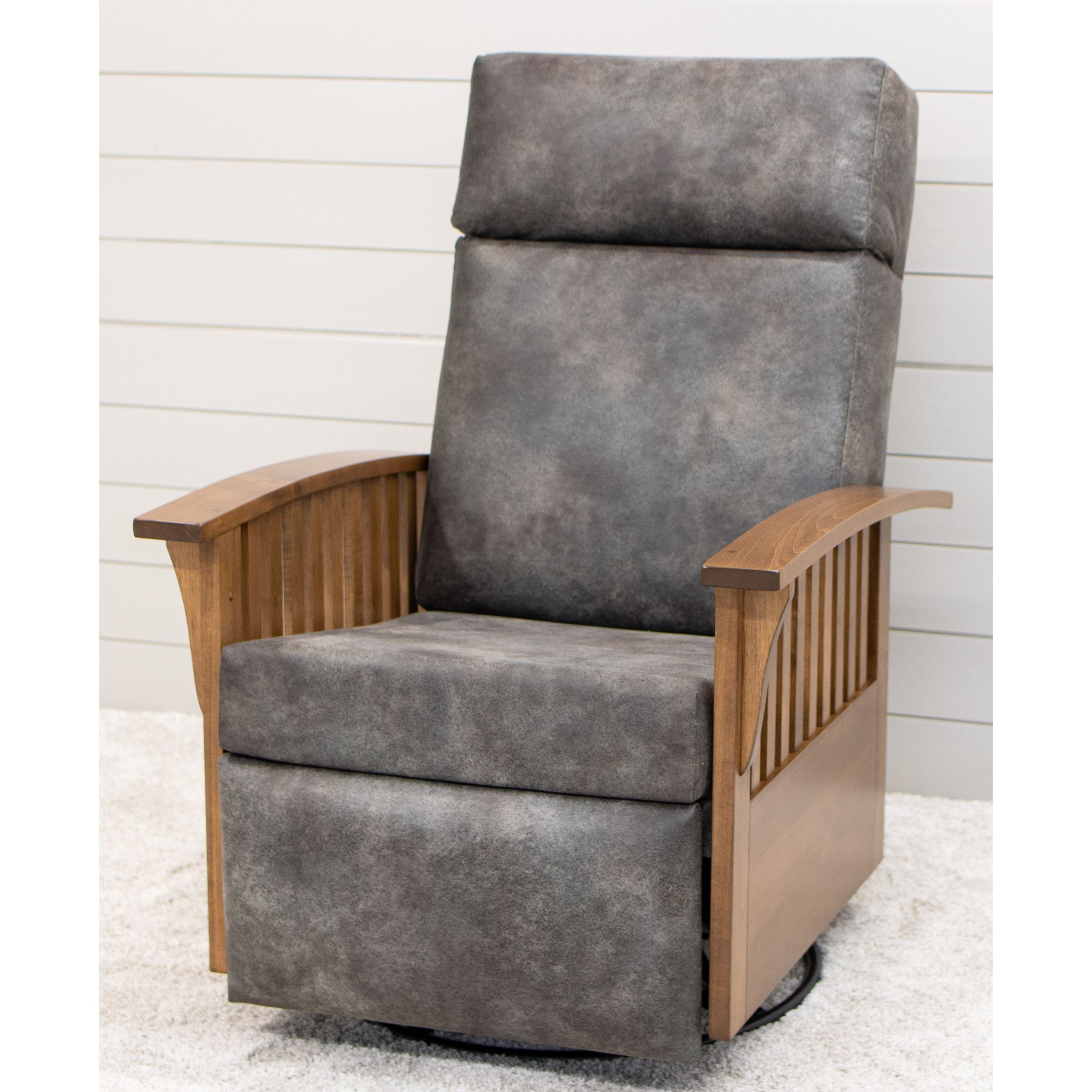Amish Mission Swivel Glider Recliner with Wood Arms | 22-67