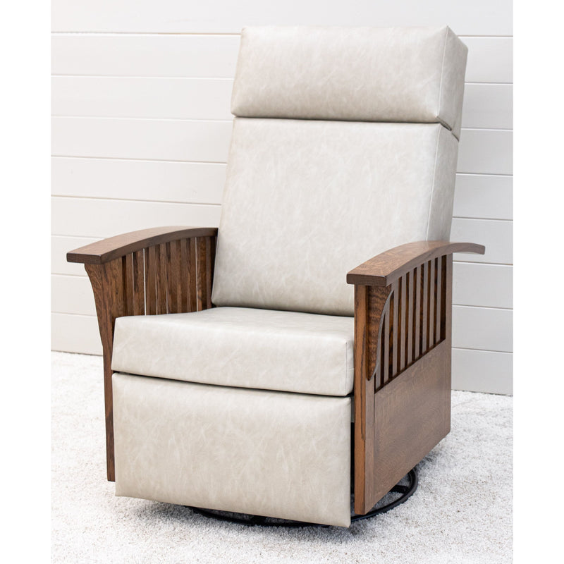 Amish Mission Swivel Glider Recliner with Wood Arms