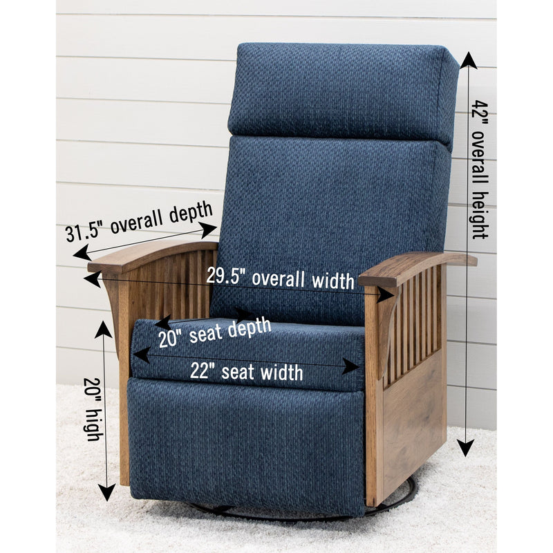 Amish Mission Swivel Glider Recliner with Wood Arms