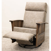 Amish Mission Swivel Glider Recliner with Wood Arms