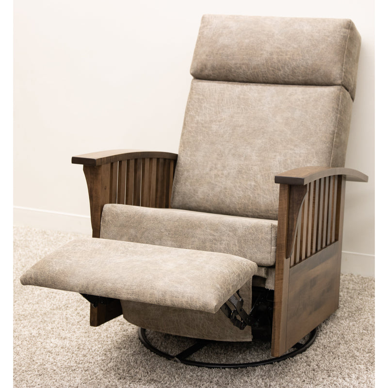 Amish Mission Swivel Glider Recliner with Wood Arms