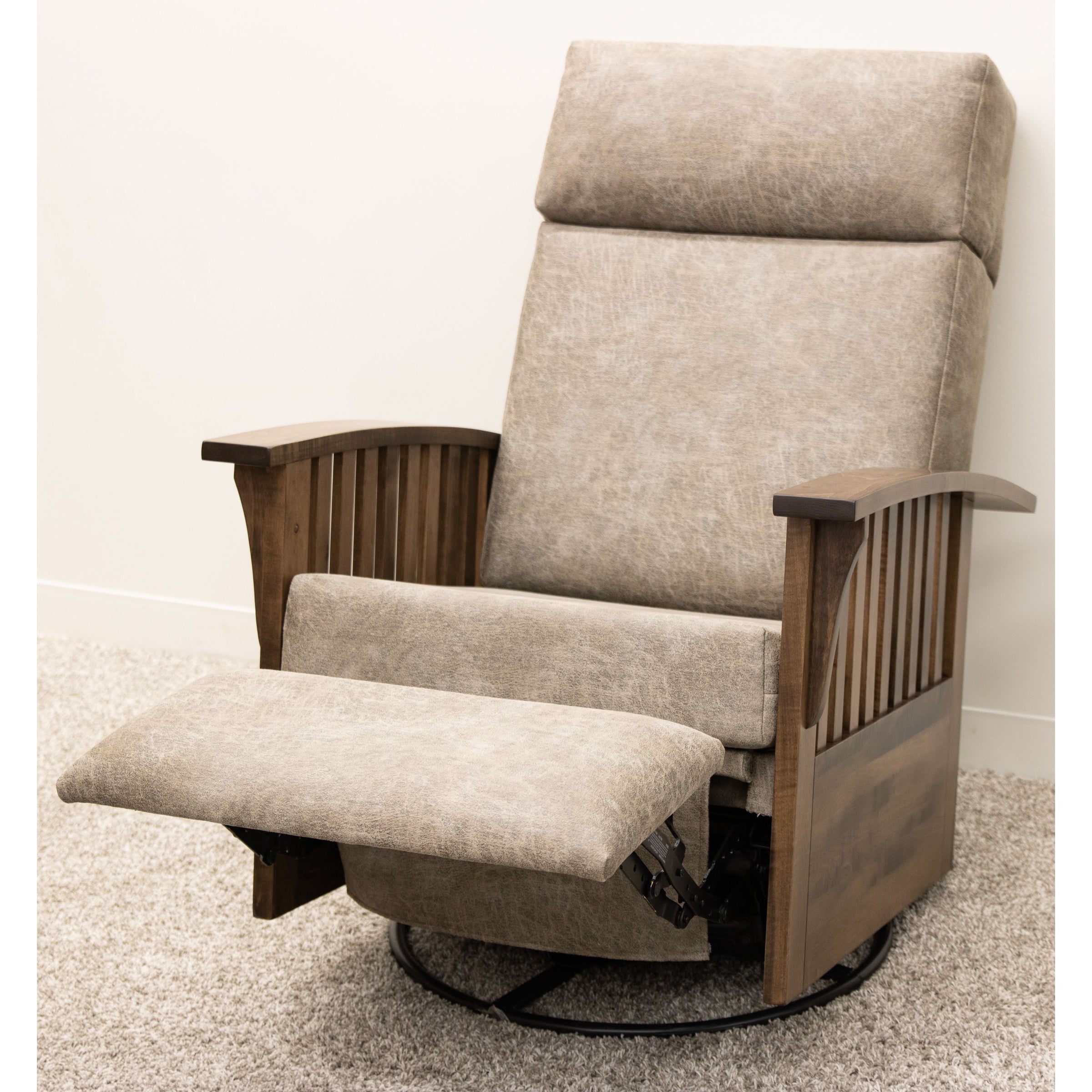 Amish Mission Swivel Glider Recliner with Wood Arms | 22-61