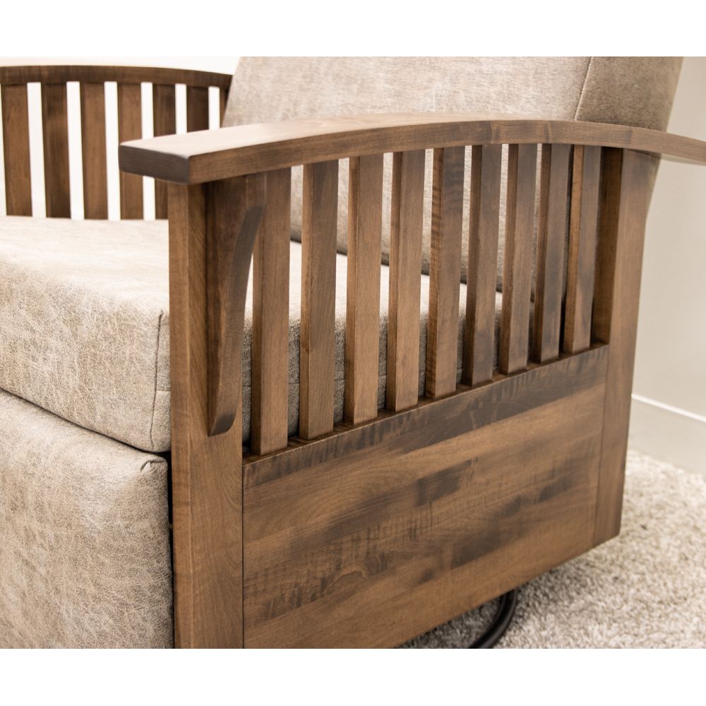 Amish Mission Swivel Glider Recliner with Wood Arms | 4-148