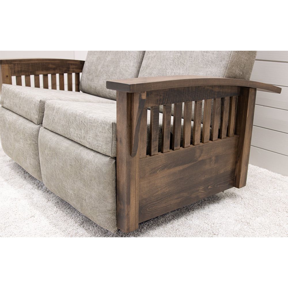 Amish Mission Reclining Loveseat with Wood Arms | 22-61