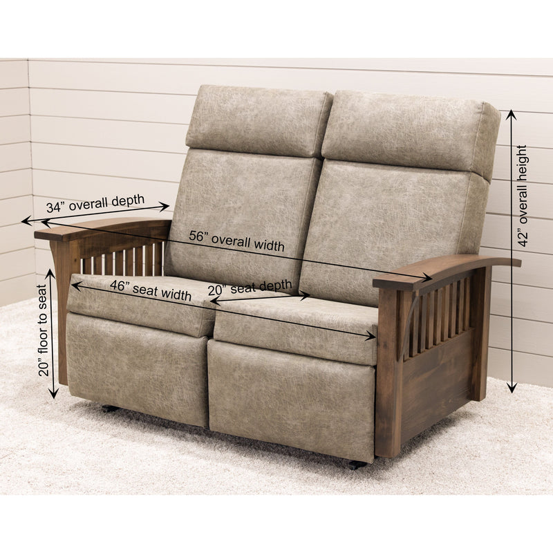 Amish Mission Reclining Loveseat with Wood Arms