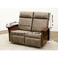 Amish Mission Reclining Loveseat with Wood Arms