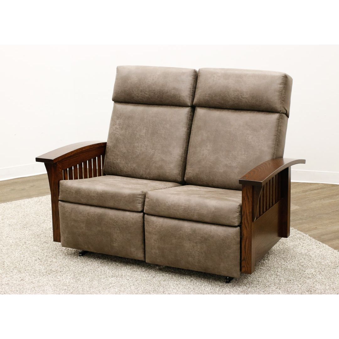 Amish Mission Reclining Loveseat with Wood Arms | 1072-B