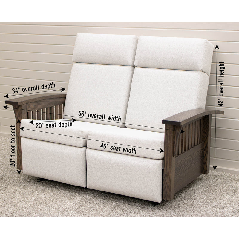Amish Mission Reclining Loveseat with Wood Arms
