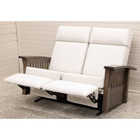 Amish Mission White Reclining Loveseat with Wood Arms | 23-13