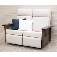 Amish Mission White Reclining Loveseat with Wood Arms | 23-13