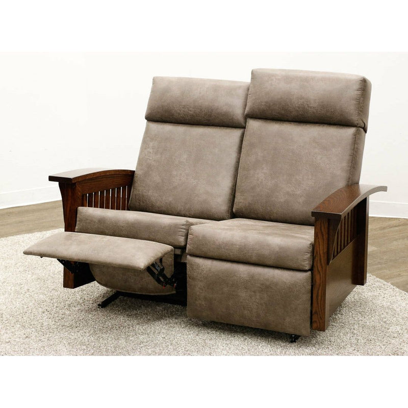 Amish Mission Reclining Loveseat with Wood Arms