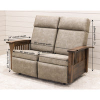 Amish Mission Reclining Loveseat with Wood Arms
