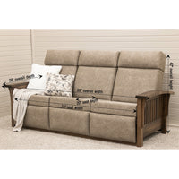 Amish Mission Wallhugger Reclining Sofa with Wood Arms