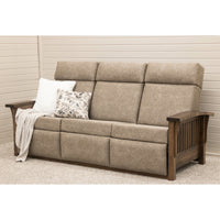 Amish Mission Wallhugger Reclining Sofa with Wood Arms