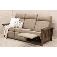 Amish Mission Wallhugger Reclining Sofa with Wood Arms | 22-61
