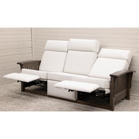 Amish Mission Wallhugger Reclining Sofa with Wood Arms