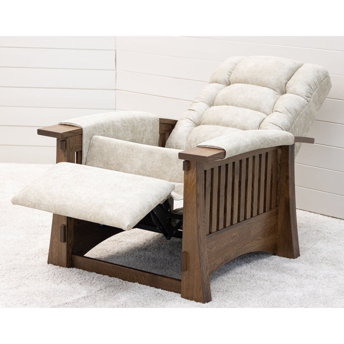 Amish Craftsman Mission Wallhugger Recliner with Wood Arms