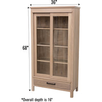 Abigail White Oak Glass Display Curio Cabinet | SW