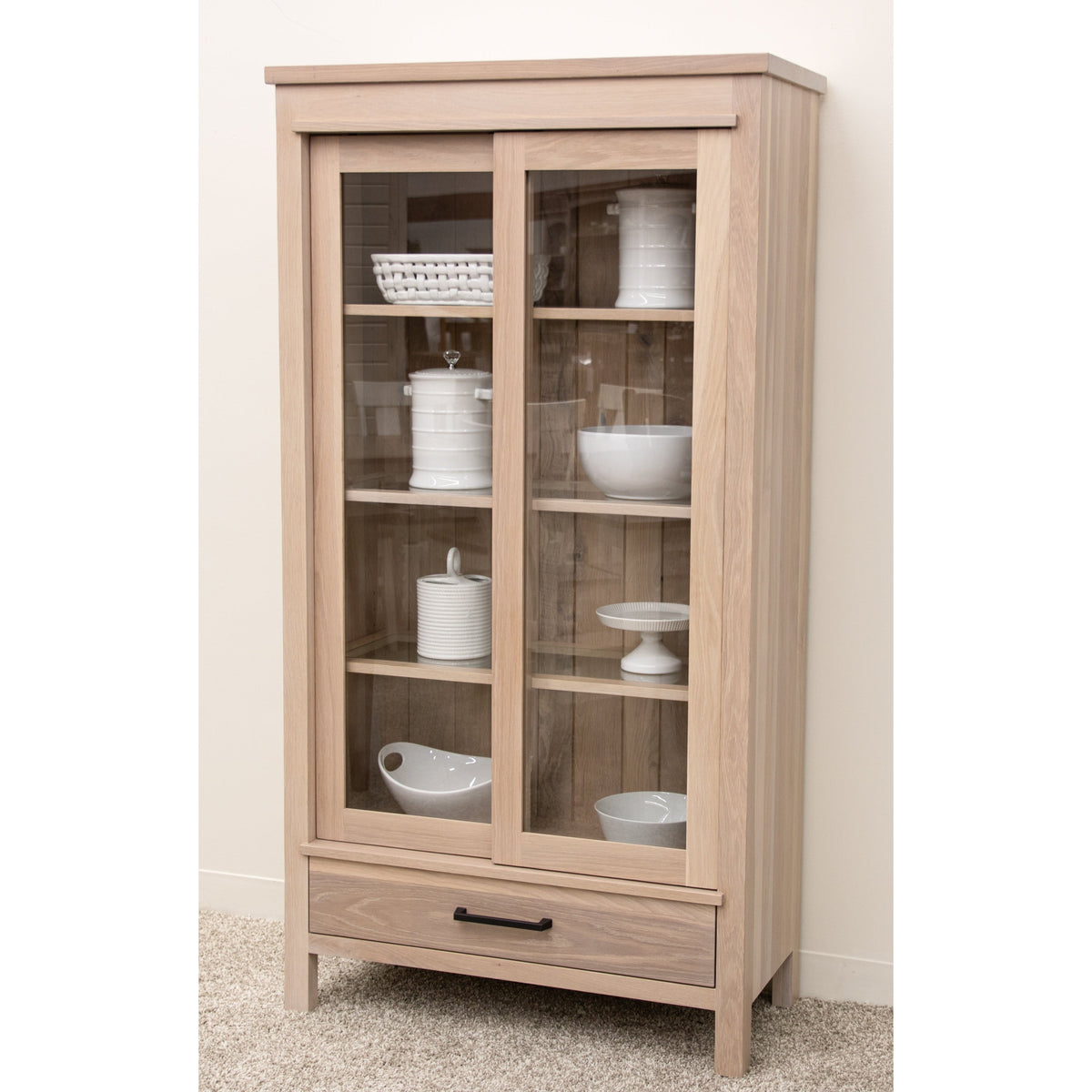 Abigail White Oak Glass Display Curio Cabinet | SW