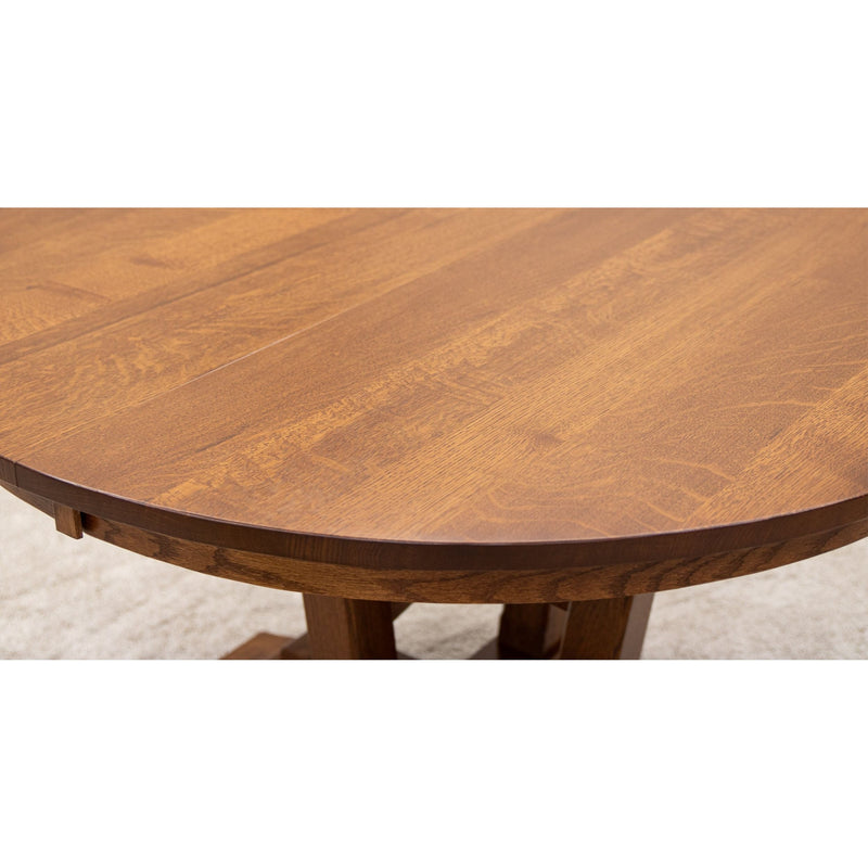 Arvada Quarter Sawn White Oak Wood Large Round Extending Dining Table for 6-10 | MC