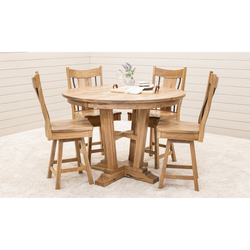 Arvada Round Hickory Wood Extending Counter Height Pub Table | WB