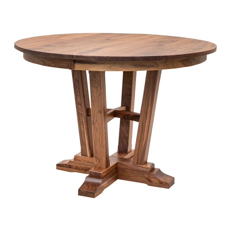 Arvada Round Walnut Wood Extending Counter Height Pub Table | NAT