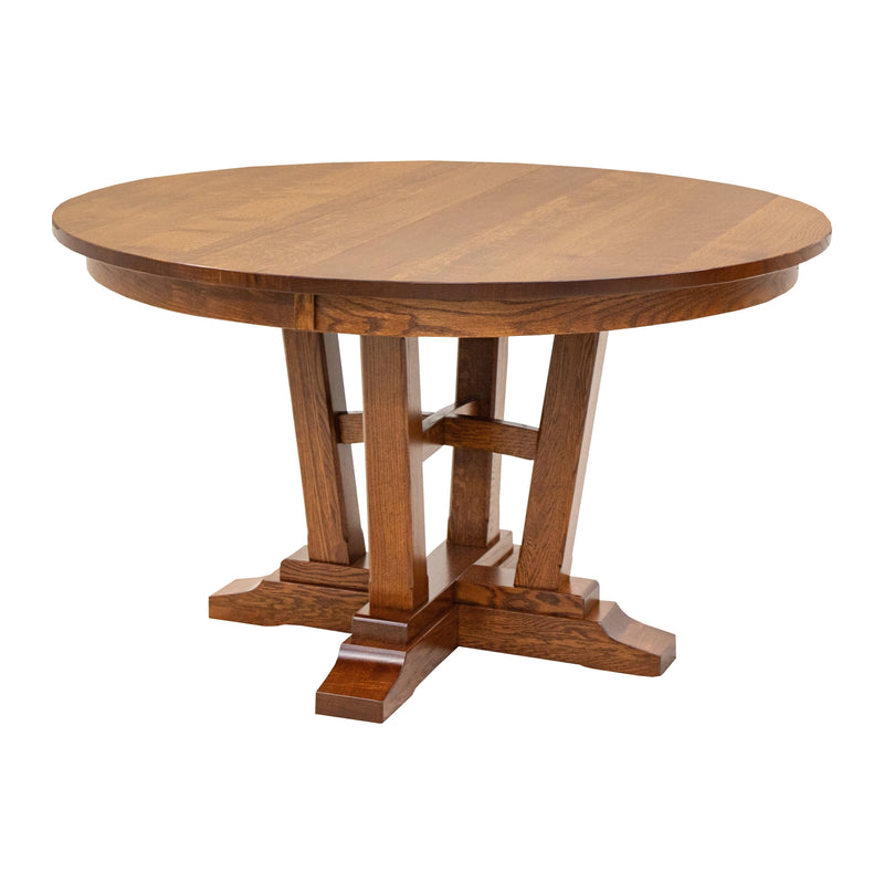 Arvada Quarter Sawn White Oak Wood Large Round Extending Dining Table for 6-10 | MC