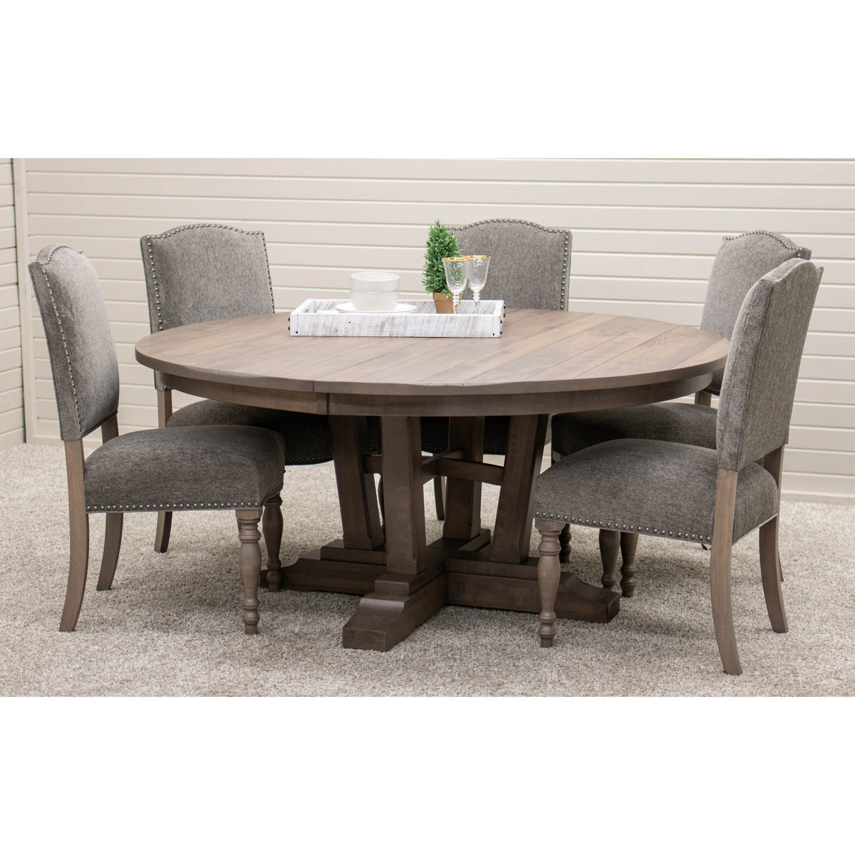 Arvada Maple Wood Large Round Extending Dining Table for 6-10 | DCD