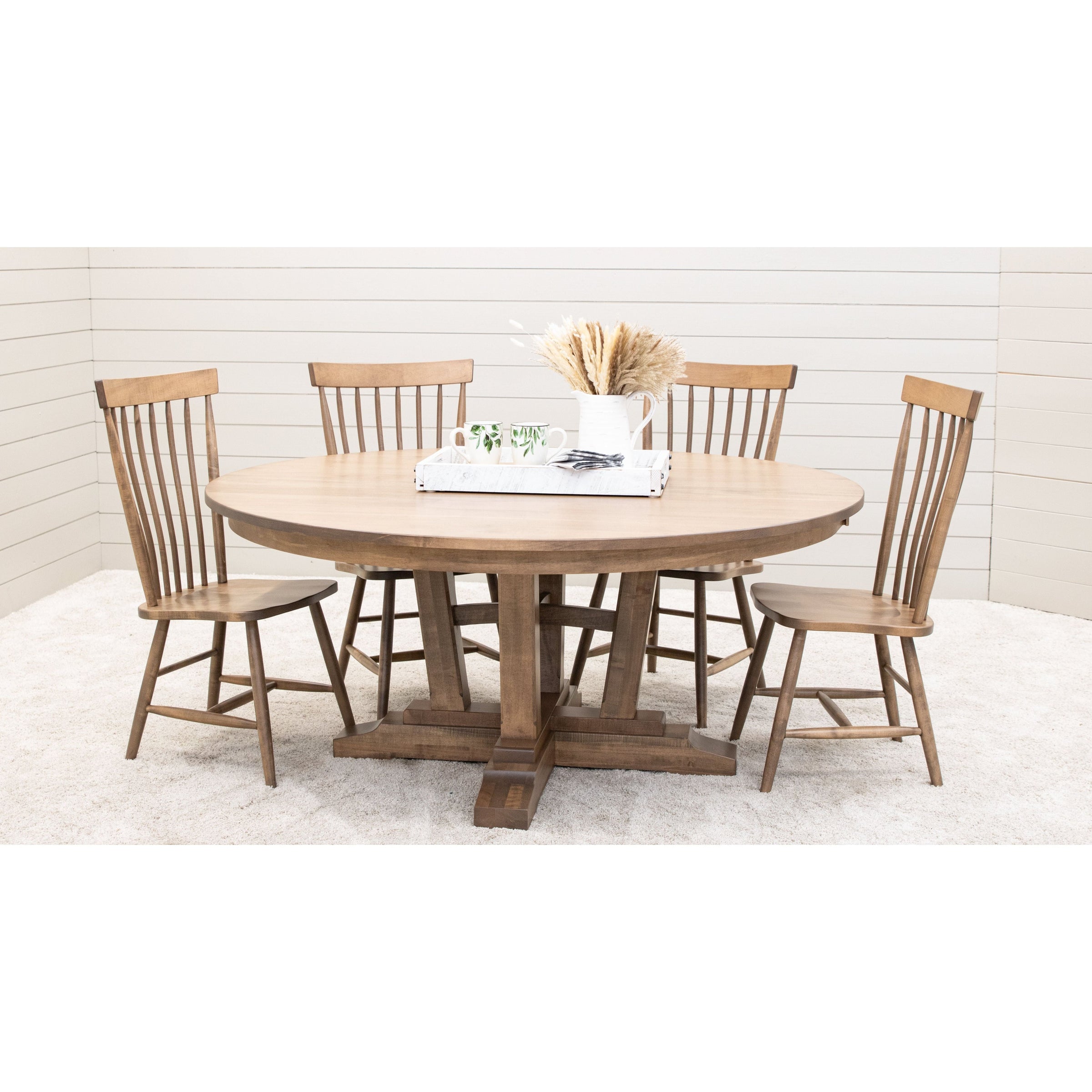Arvada Maple Wood Large Round Extending Dining Table for 6-10 | WB
