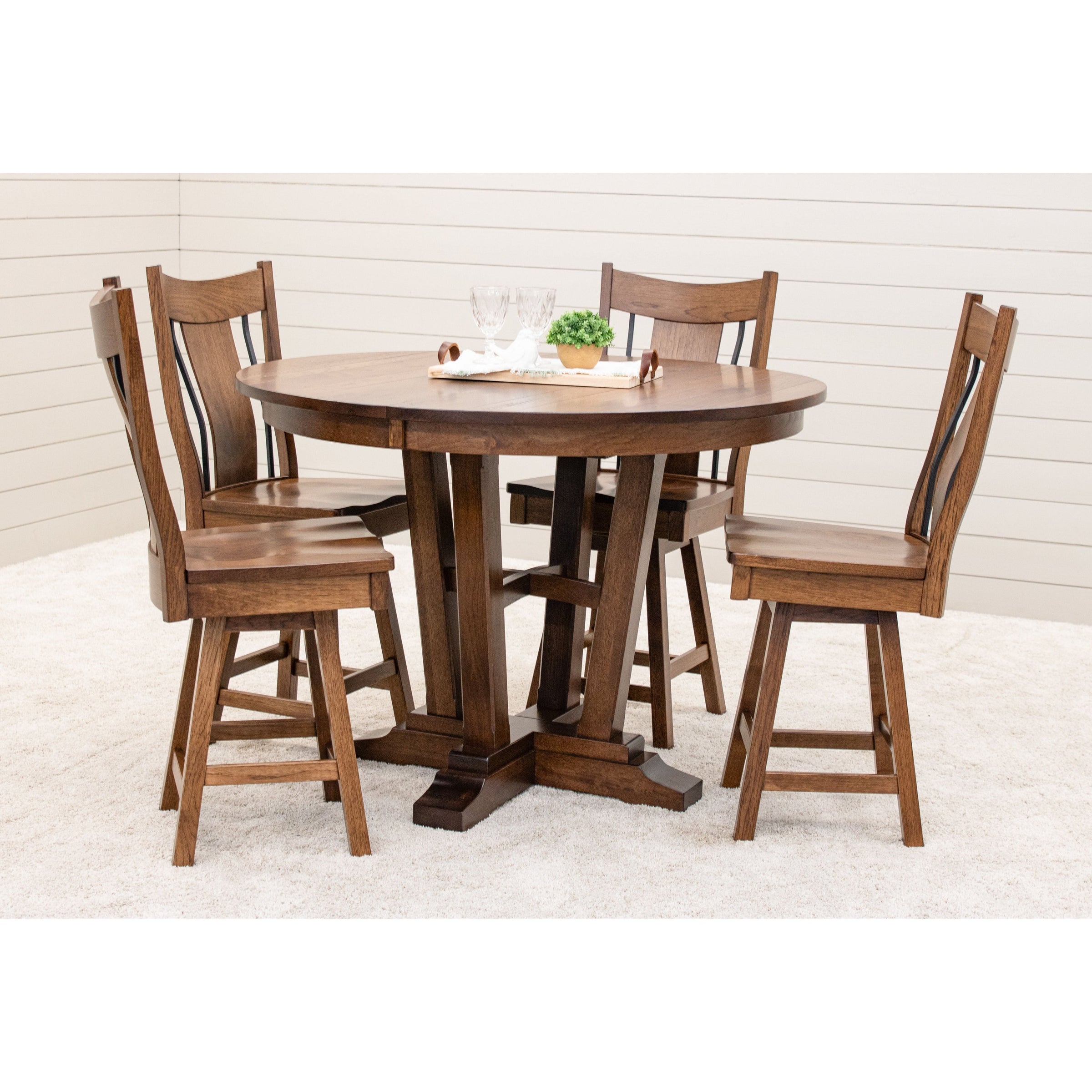 Arvada Round Hickory Wood Extending Counter Height Pub Table | ASB