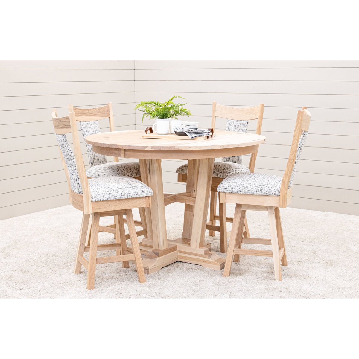 Arvada Round Hickory Wood Extending Counter Height Pub Table | SW