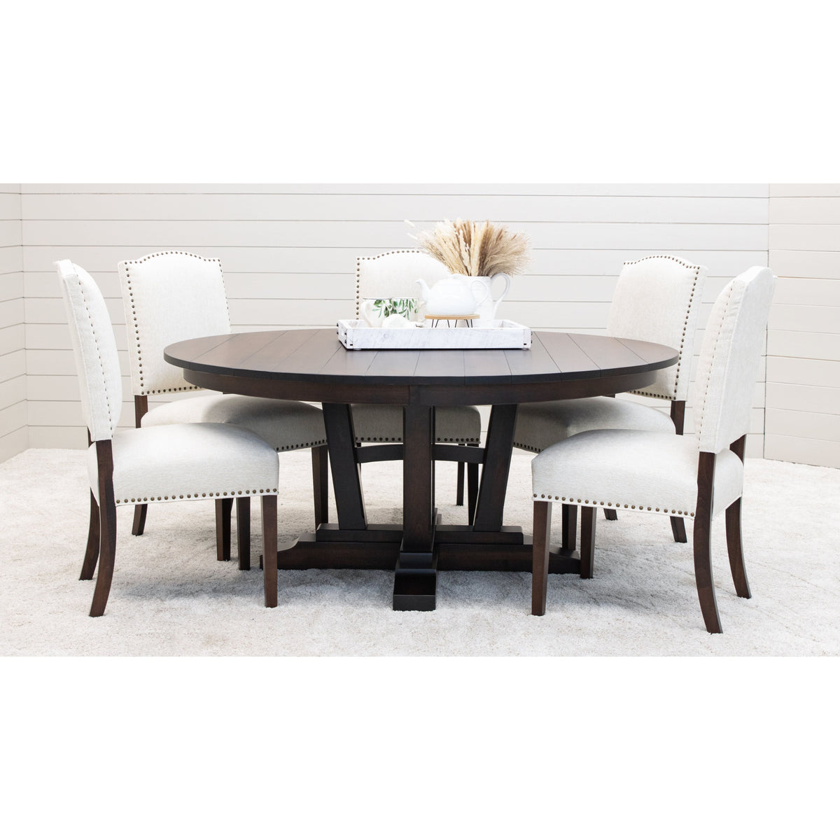 Arvada Maple Wood Large Round Extending Dining Table for 6-10 | RT