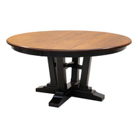 Arvada Black & Wood Large Round Extending Dining Table for 6-10 | M-EB&E-MC