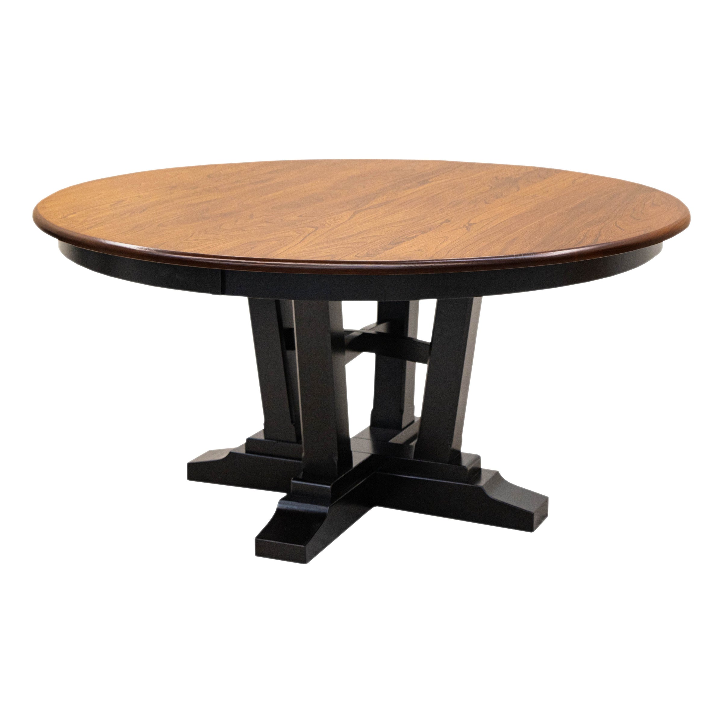 Arvada Black & Wood Large Round Extending Dining Table for 6-10 | M-EB&E-MC