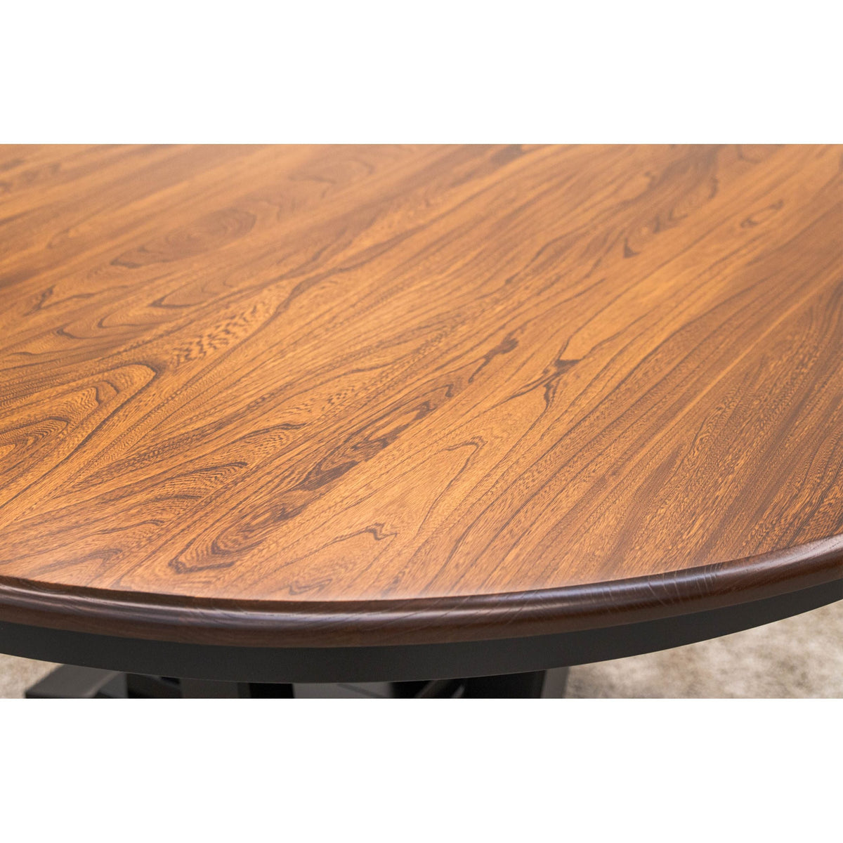 Arvada Black & Wood Large Round Extending Dining Table for 6-10 | M-EB&E-MC