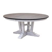 Arvada White & Wood Large Round Extending Dining Table for 6-10 | M-AV&GS