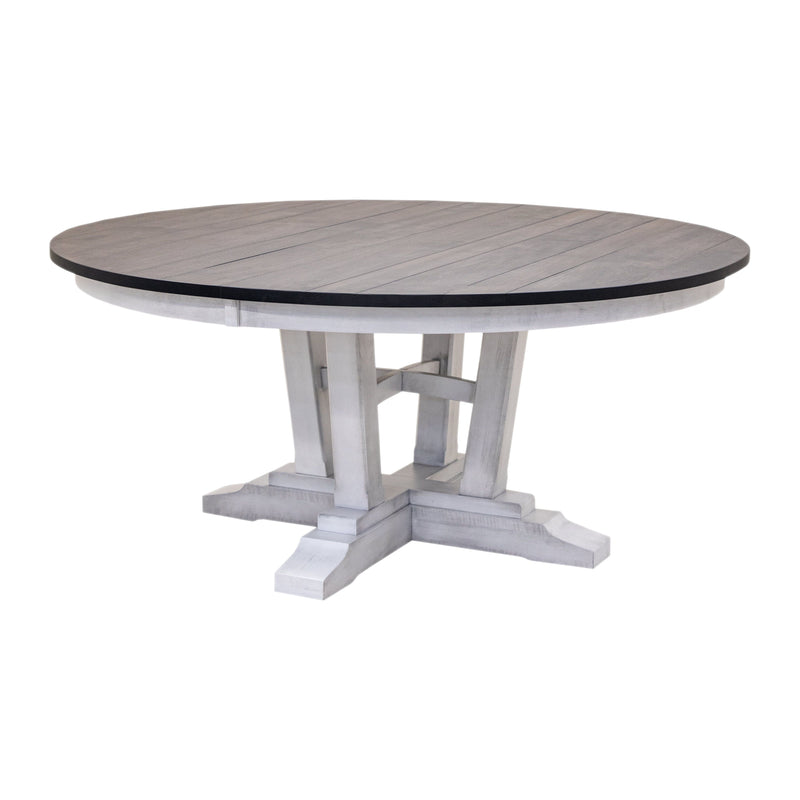 Arvada White & Wood Large Round Extending Dining Table for 6-10 | M-AV&GS