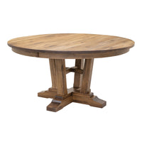 Arvada Hickory Wood Large Round Extending Dining Table for 6-10 | CO