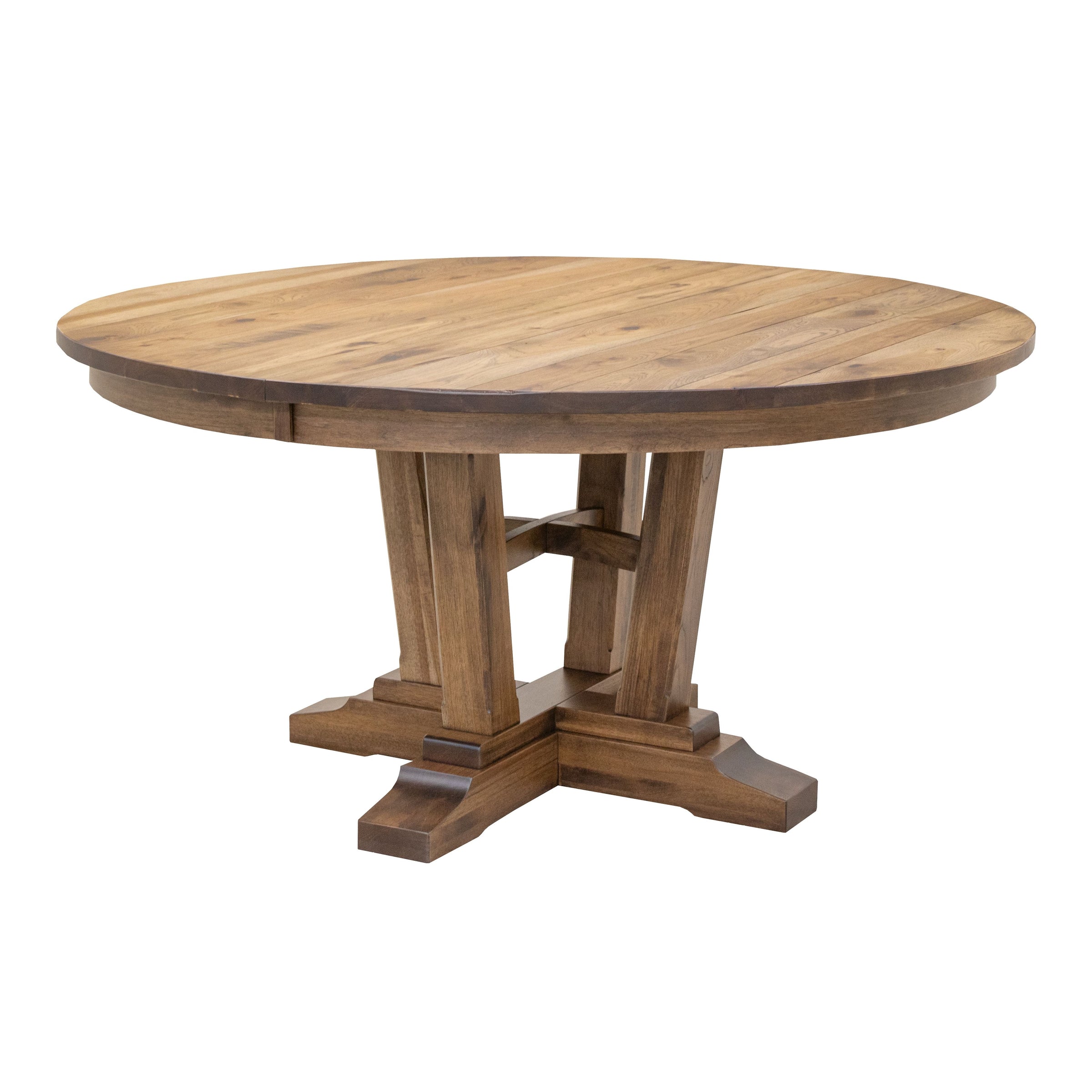 Arvada Hickory Wood Large Round Extending Dining Table for 6-10 | CO