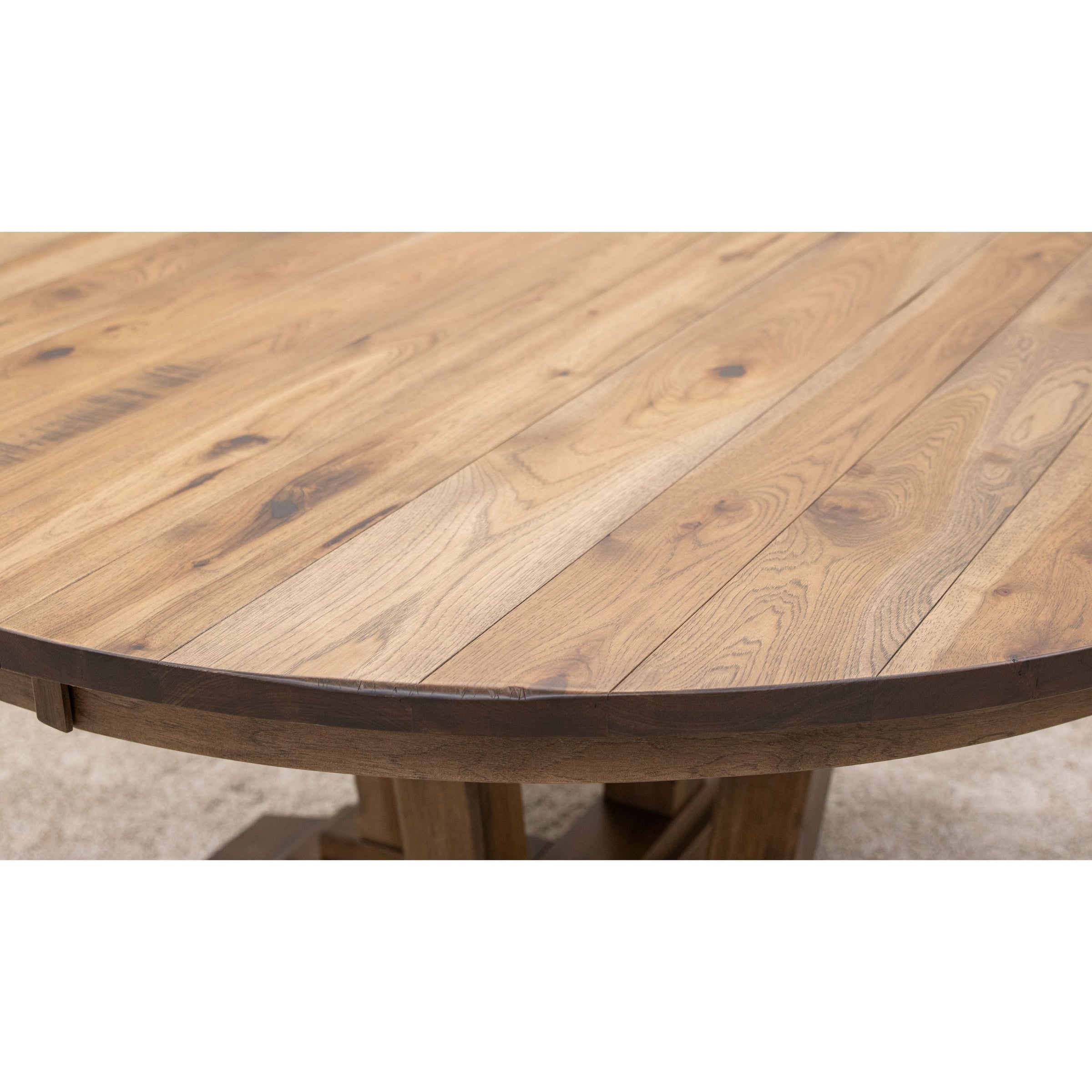 Arvada Hickory Wood Large Round Extending Dining Table for 6-10 | CO