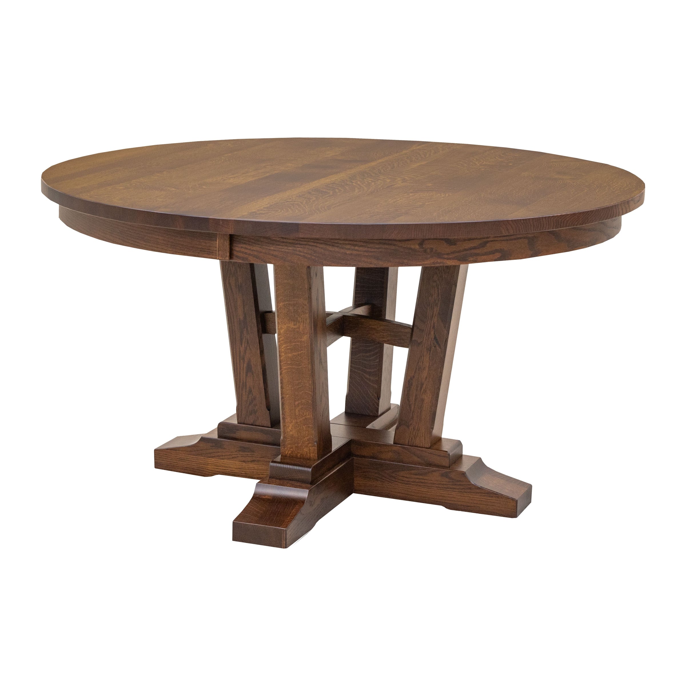 Arvada Quarter Sawn White Oak Wood Large Round Extending Dining Table for 6-10 | GB
