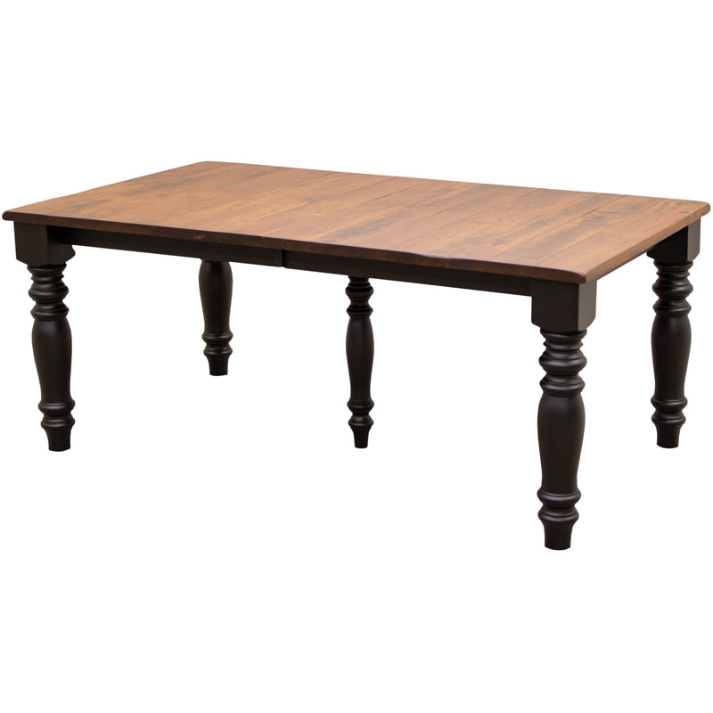 Ansonia Turned Leg Farmhouse Black & Wood Extending Dining Table | M-EB&C-GB