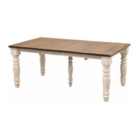 Ansonia Turned Leg Farmhouse White & Wood Extending Dining Table | O-CS&RWO-CO