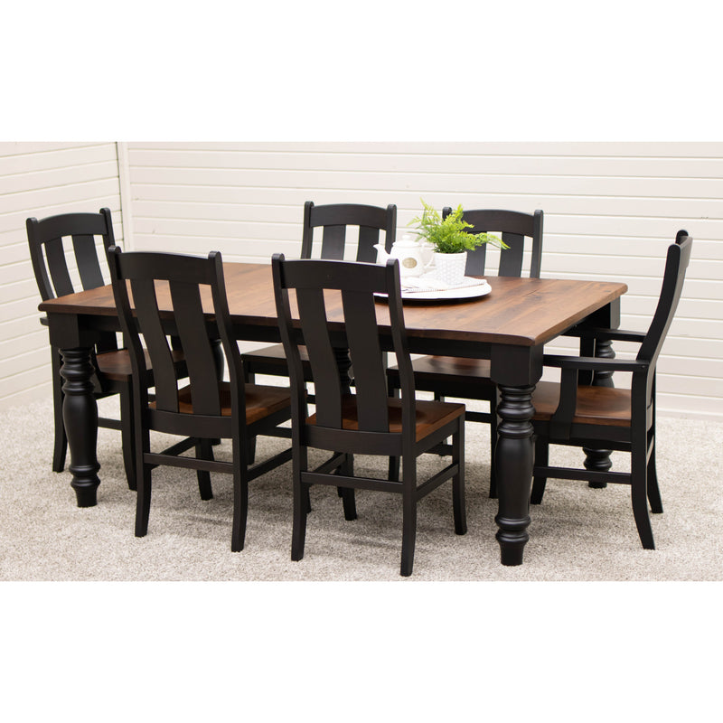 Ansonia Turned Leg Farmhouse Black & Wood Extending Dining Table | M-EB&C-GB