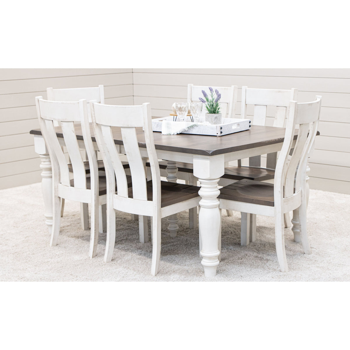Ansonia Turned Leg Farmhouse White & Wood Extending Dining Table | M-CS&DCD