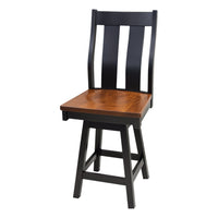 Anaheim Black & Wood Straight Top 24" Swivel Bar Stool | M-EB&C-MC