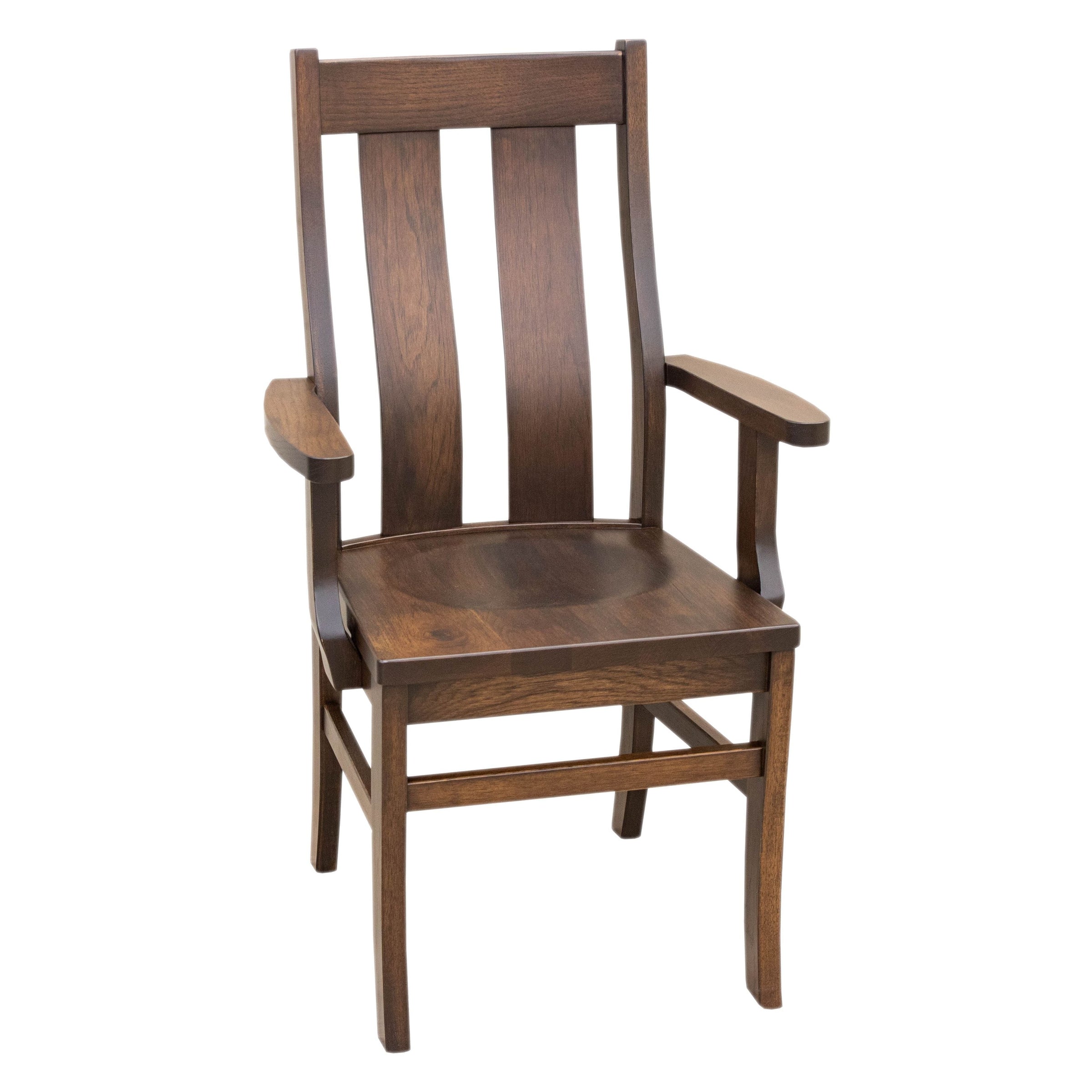 Anaheim Straight Top Hickory Wood Arm Dining Chair | BV