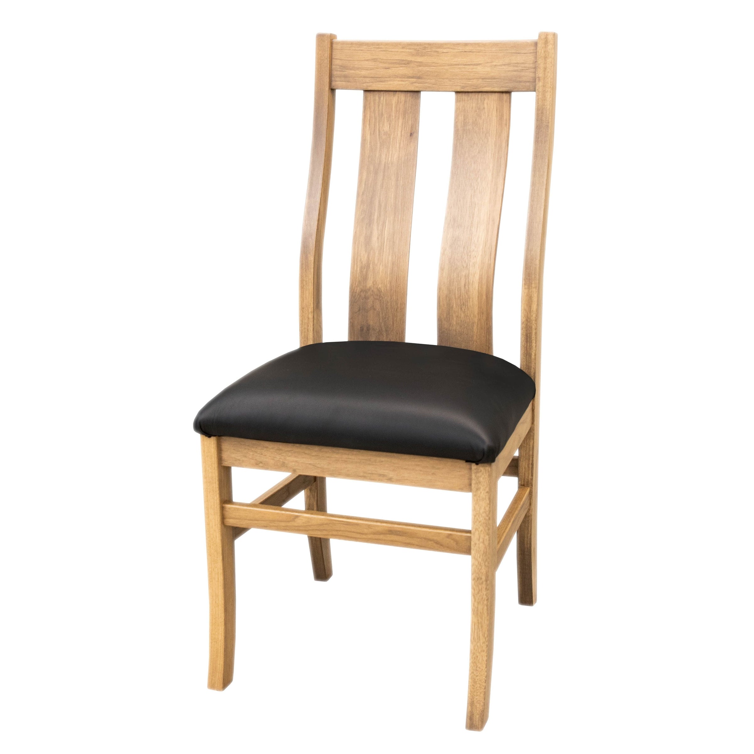 Anaheim Straight Top Hickory Wood Side Dining Chair with Faux Leather Seat | WB